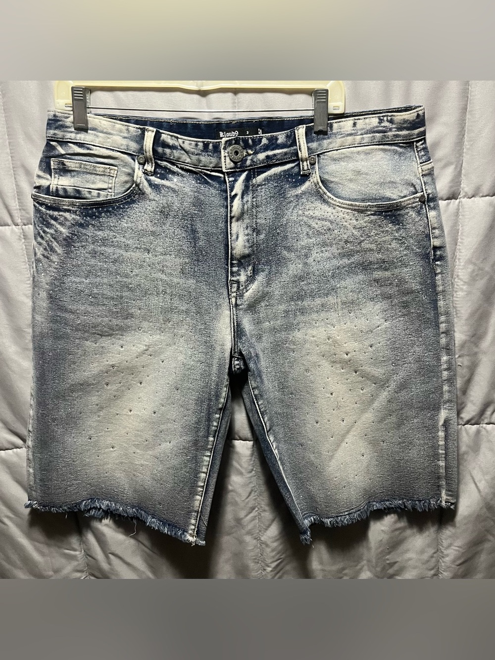 Kloud 9 Size 36 Men’s Denim Shorts Blue w/Rhinestones